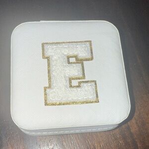 White Jewelry Box with Gold Letter E